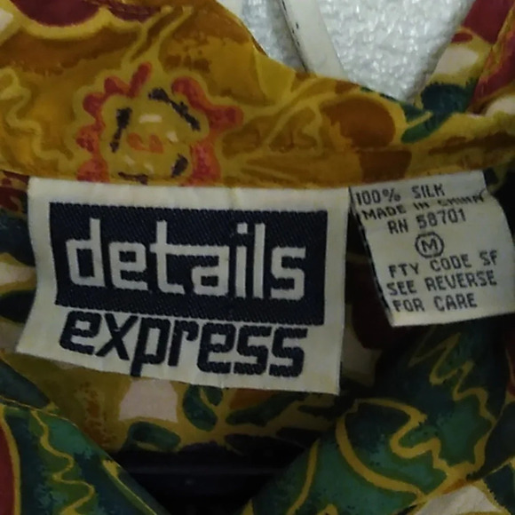 DETAILS EXPRESS JEWEL TONED, 100% SILK, FLORAL BOHO BLOUSE - Picture 4 of 7